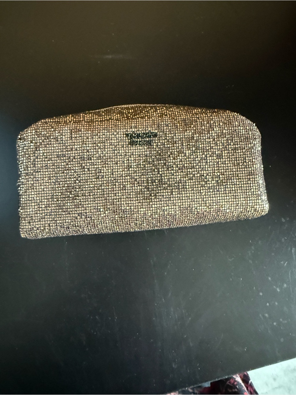 Victoria's Secret Gold Glitter Cosmetic Bag. Unused, stuffing still inside